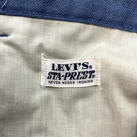 Vintage Levis Sta-Prest Pants Mens 29 Blue Chino Straight Leg Big E Slacks 70s - Picture 8 of 15